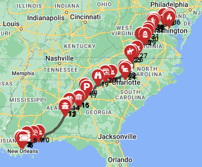 New Orleans to Washington DC Motorhome Road Trip - A glimpse to the Southeast